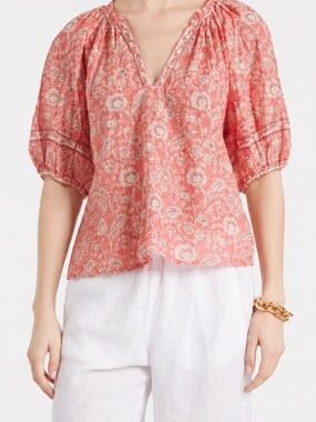 Velvet Coral Floral V-Neck Women's Top size S